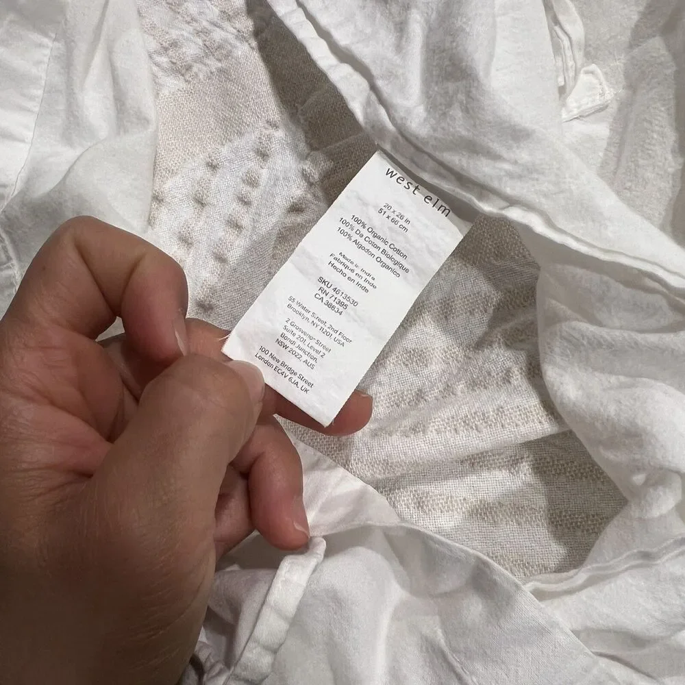 West Elm Modern Geo‎ Standard Shams Set Of 2 White beige neutral farmhouse boho